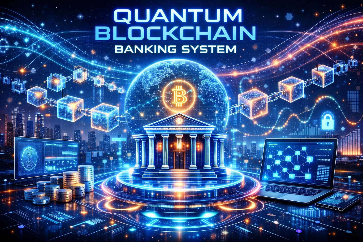 Quantum blockchain banking concept